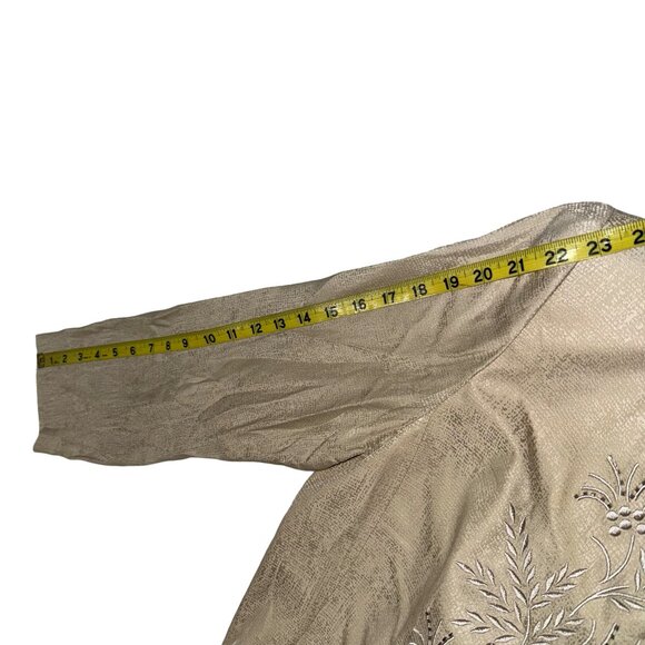 Adrianna Papell 100% Silk Jacket Women's Gold Long Sleeve Vintage Embroidered 16 - Picture 7 of 16